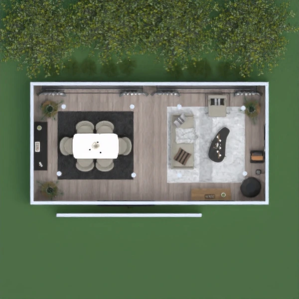 floor plans svetainė valgomasis 3d