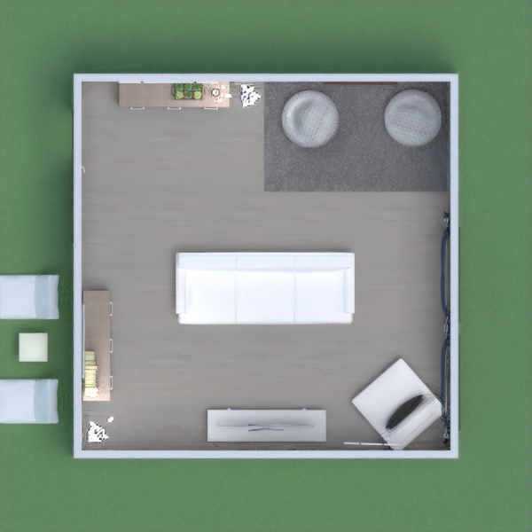 It's a modern living area perfect for entertaining guests and has got a lot of seating for people to relax and enjoy themselves and don't forget there is an entertaining area outside as well designed by a 13-year-old kid