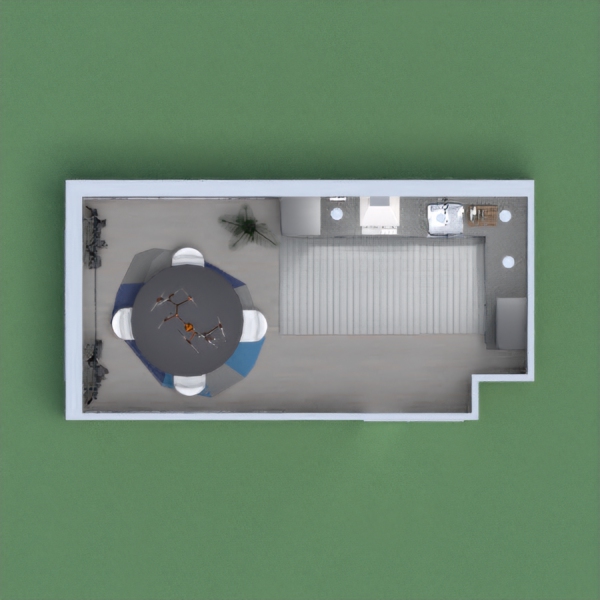 A nice dark kitchen fit for a couple