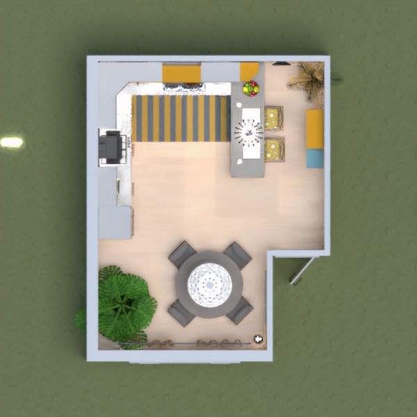 A large and functional kitchen where yellow finds its prevalent dimension